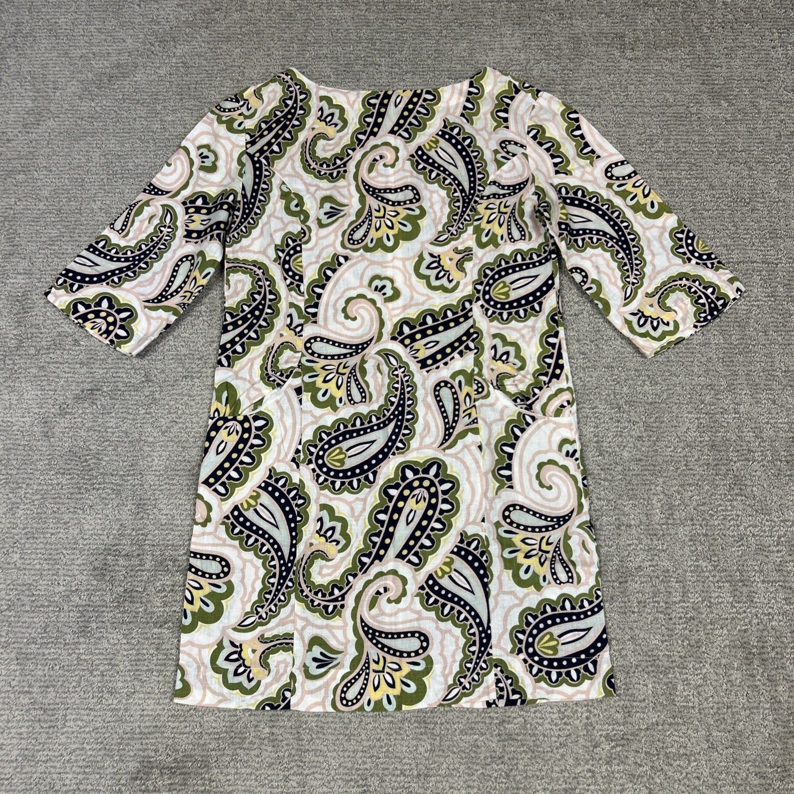 Boden Laurie Linen Paisley Dress Womens 6 Summer Chic Shift Pockets Lightweight